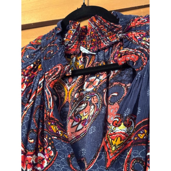 LASCANA Paisley Print Smocked Mock Neck Long Sleeve Blouse Women 12 - Picture 9 of 10